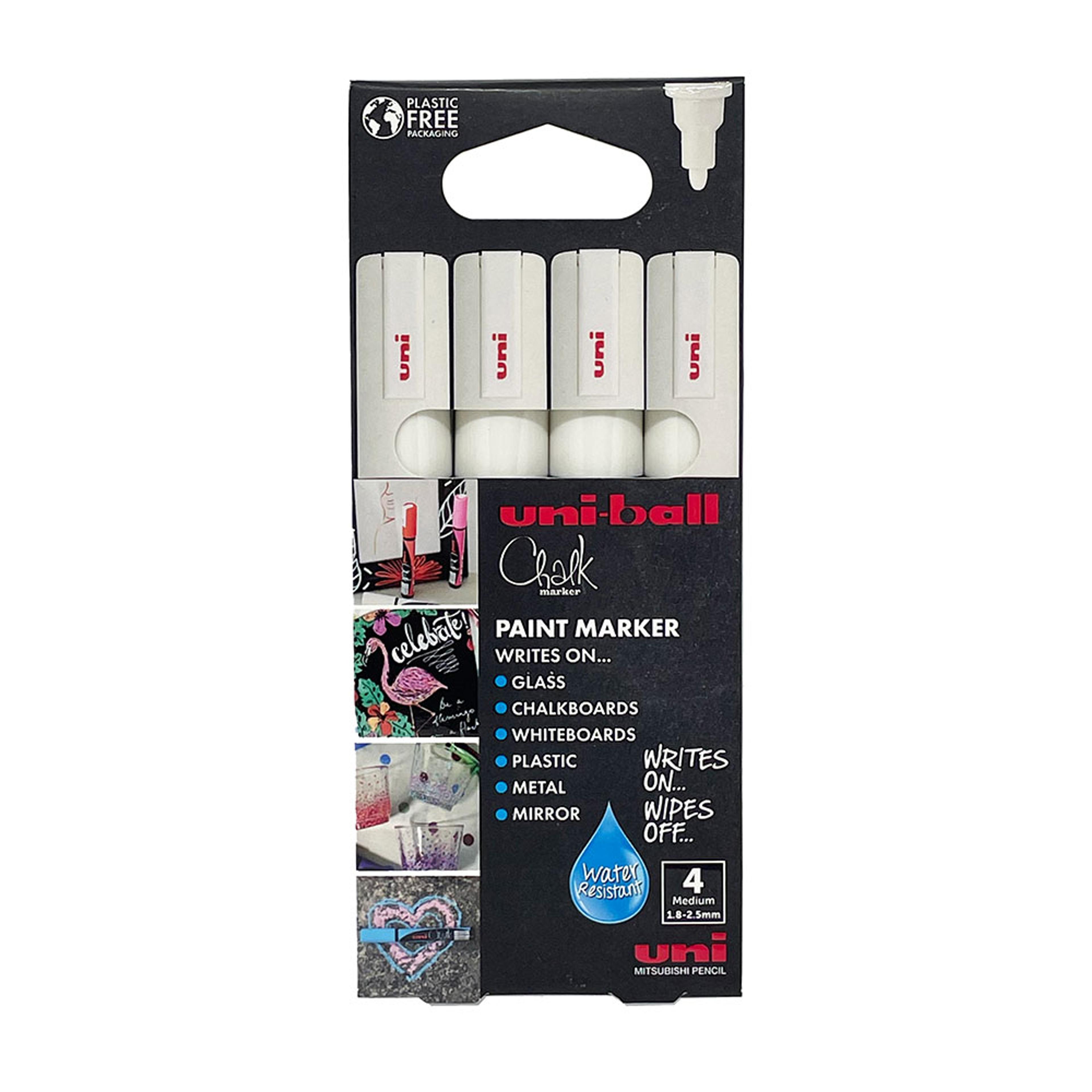 Uni Chalk Marker Pen PWE-5M White - Set of 4