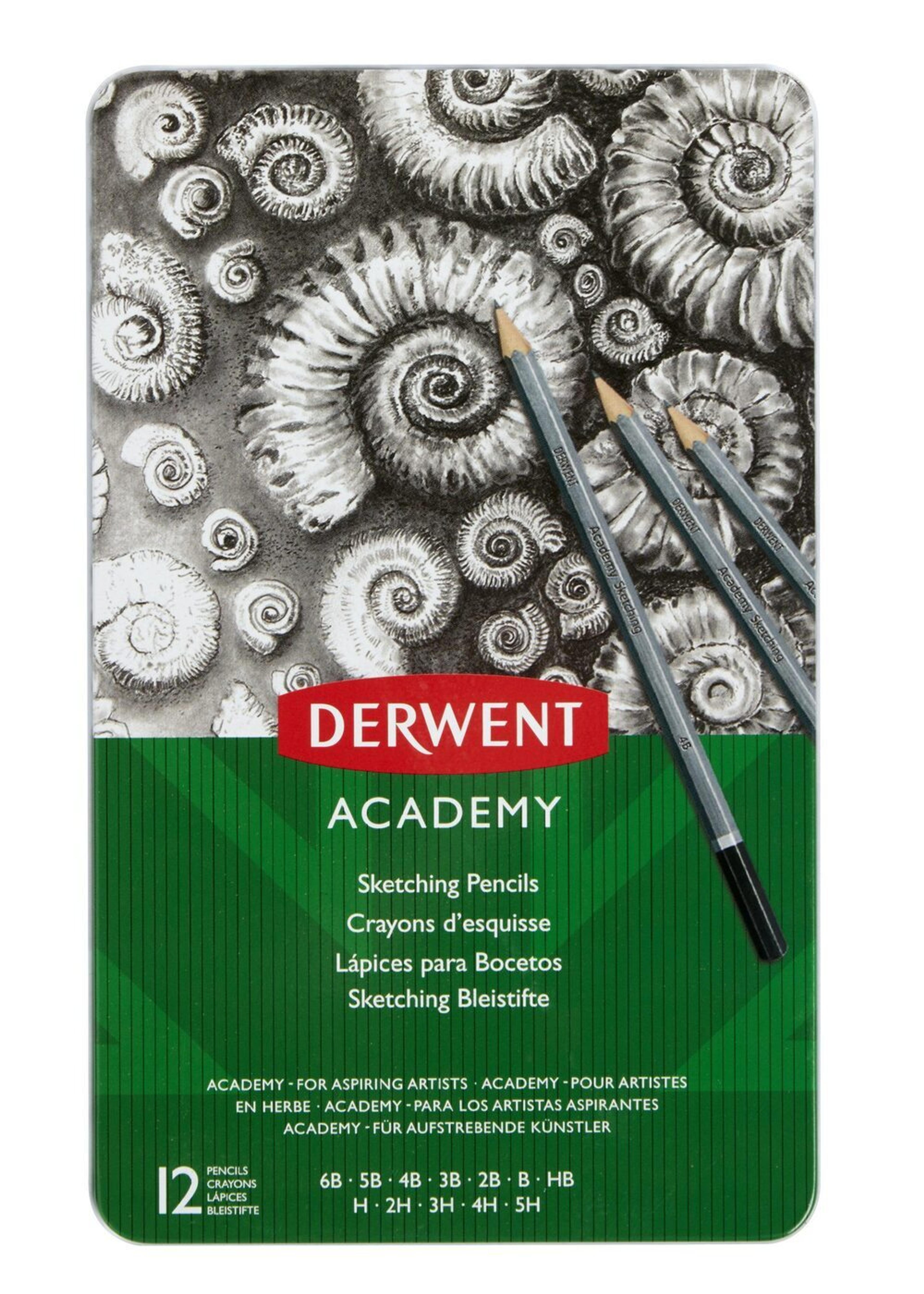 Derwent Academy Sketching Pencils Tin - Pack of 12