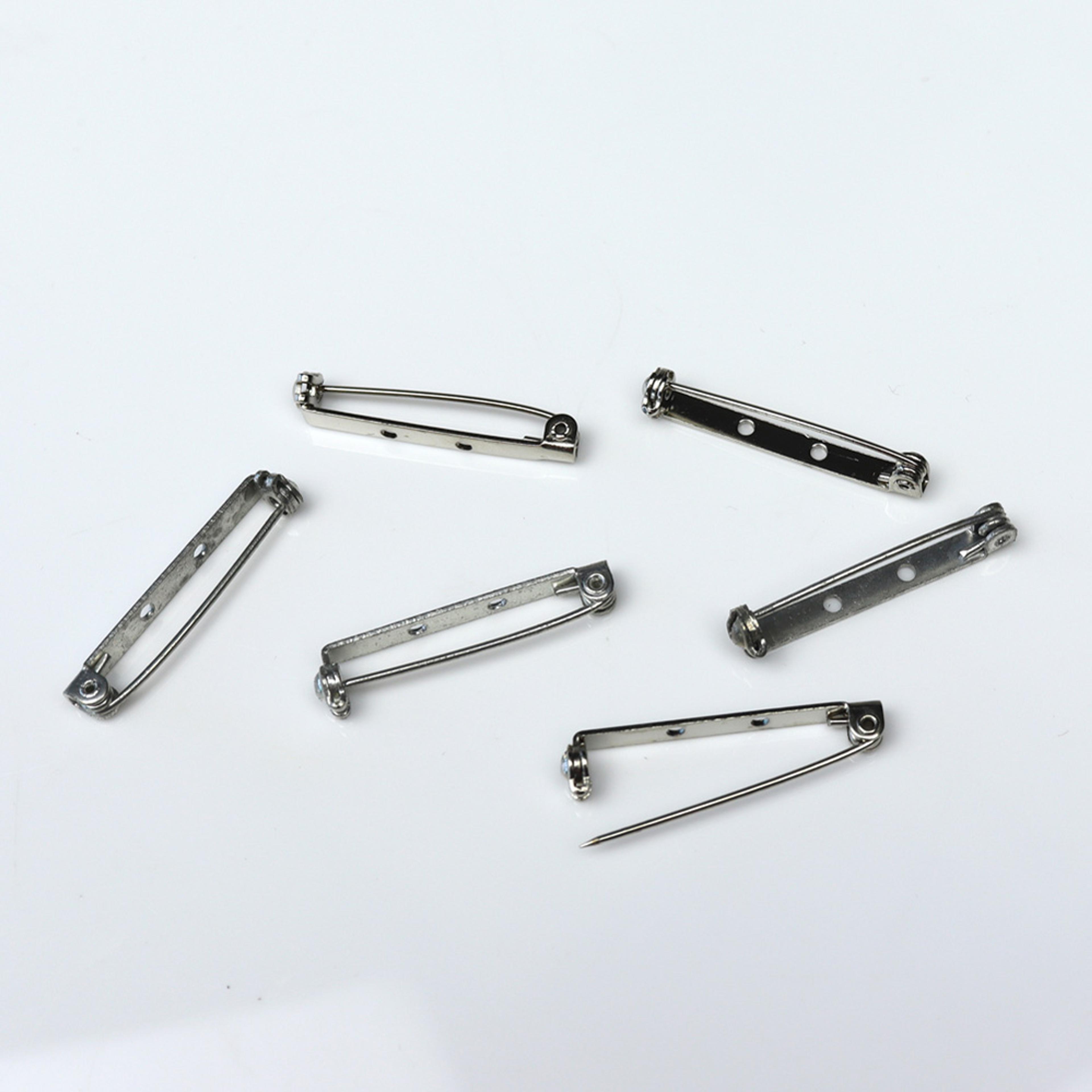 Brooch Pins Nickel Plated. 27mm. Pack of 10