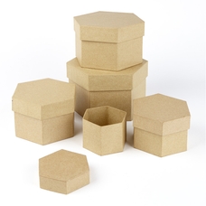 Large Hexagonal Boxes - Assorted. Pack of 5