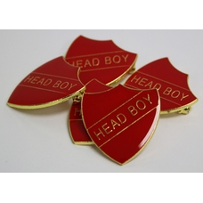 Head Boy Shield Badge - Red - Pack of 10