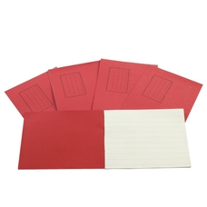 Exercise Books 5.25 x 6.5in 24 Page 12mm Feint - Red - Pack of 100