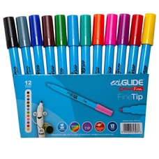 EziGlide ColourFun Fine Tip - Assorted Wallet - Pack of 12