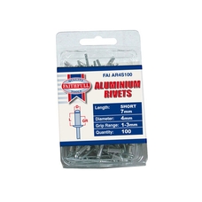 Aluminium Alloy Blind Rivets - 4mm - Short (6mm). Pack of 100