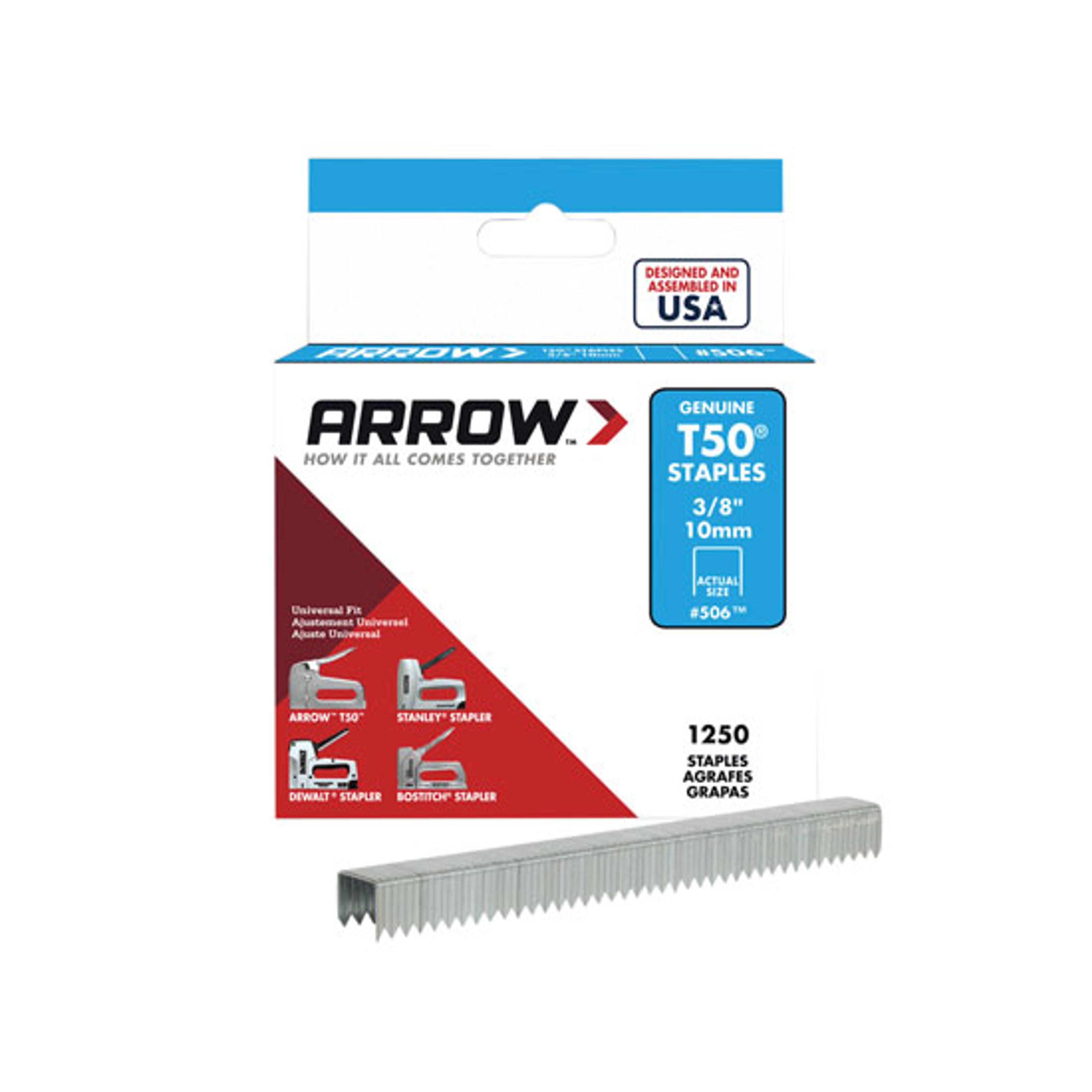 Staples For Medium and Heavy-Duty Staple Guns - 10mm. Pack of 1250
