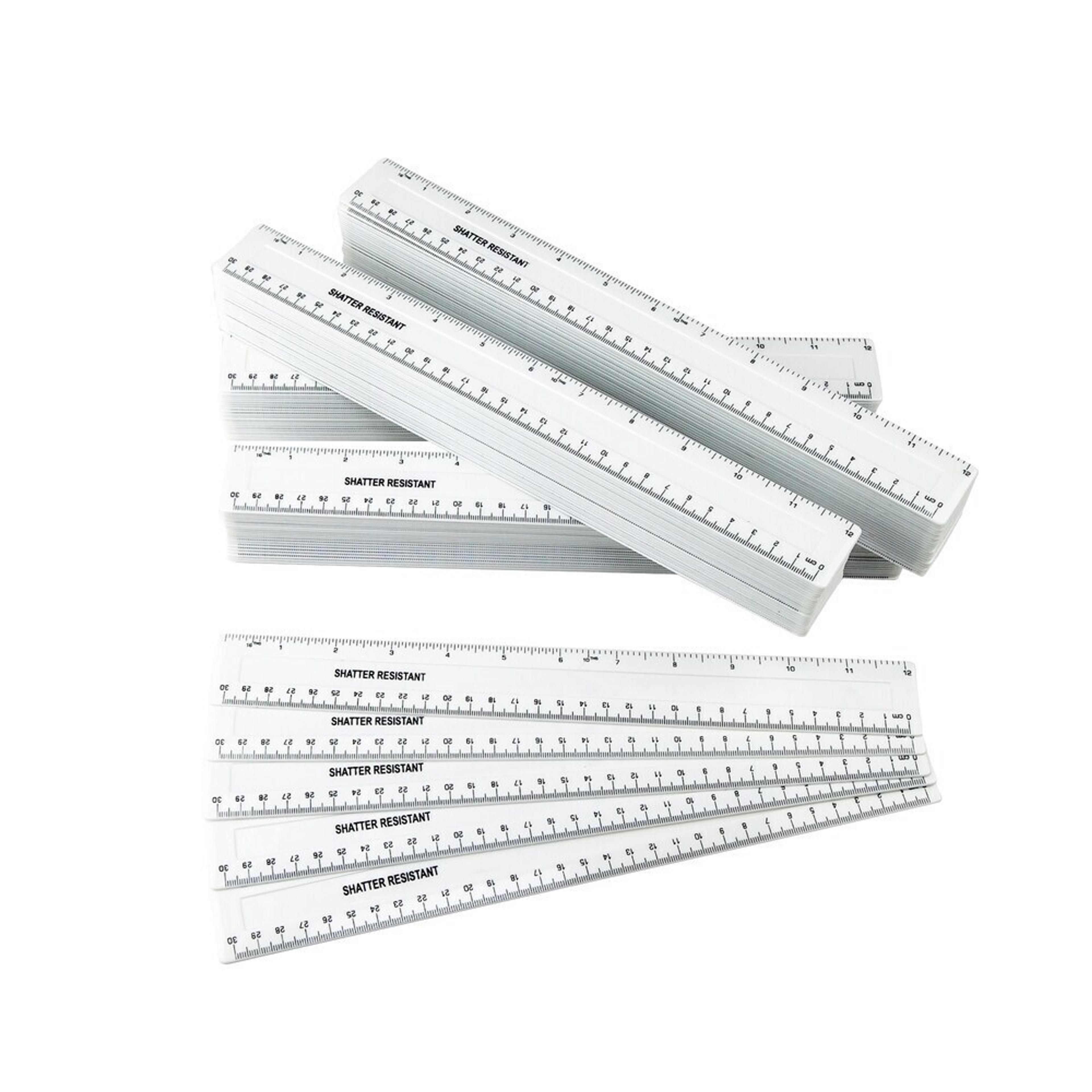 School Essentials Shatterproof Rulers 12in/30cm White - Pack of 100
