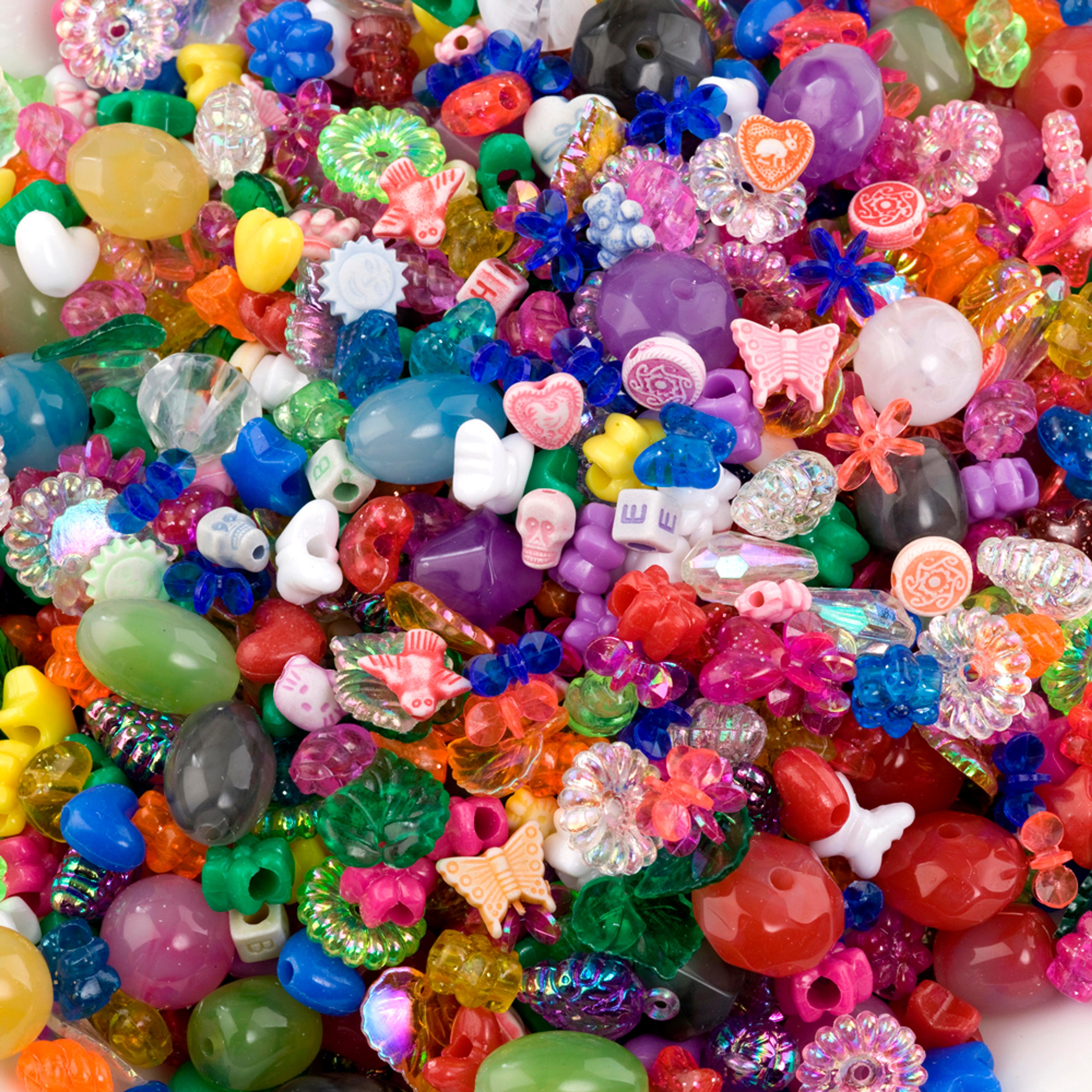 Assorted Mixed Plastic Beads - 200g