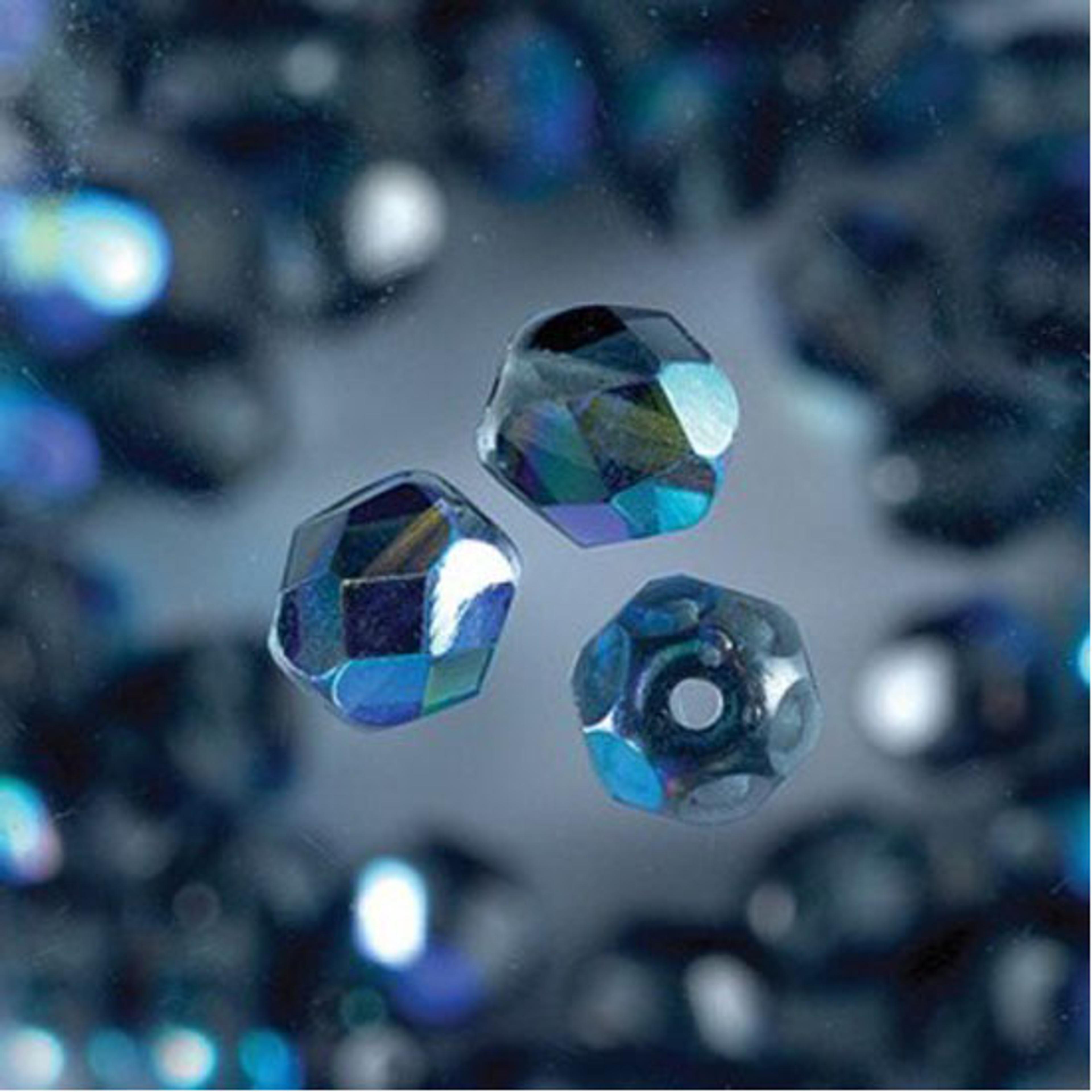 Glass Bicone Beads - Black Rainbow. Pack of 95