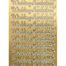 Celebratory Text Stickers - Wedding Invitation - Gold. Per sheet