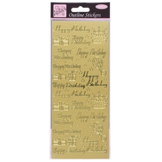 Celebratory Text Stickers - Happy Birthday - Gold. Per sheet