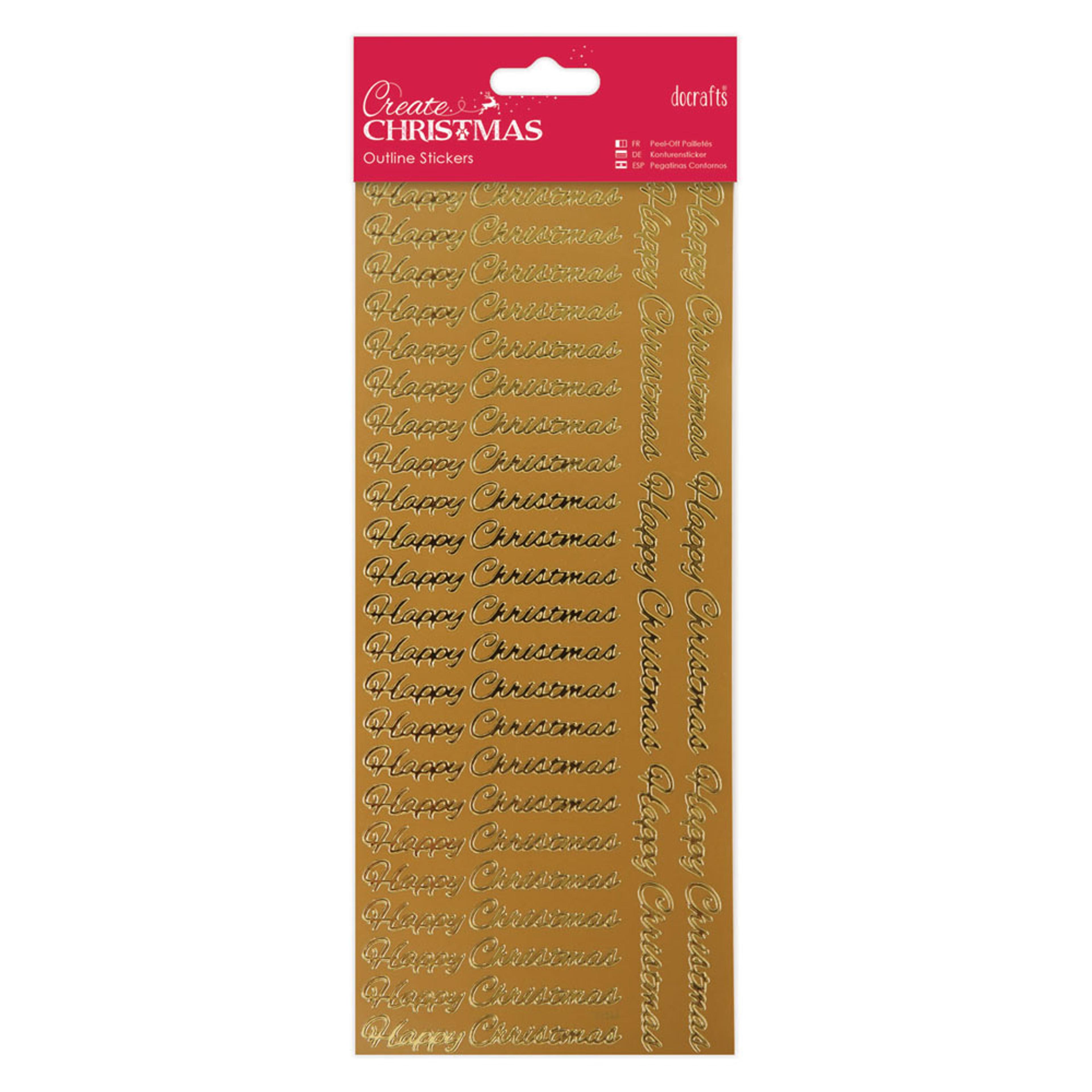 Celebratory Text Stickers - Happy Christmas - Gold. Per sheet