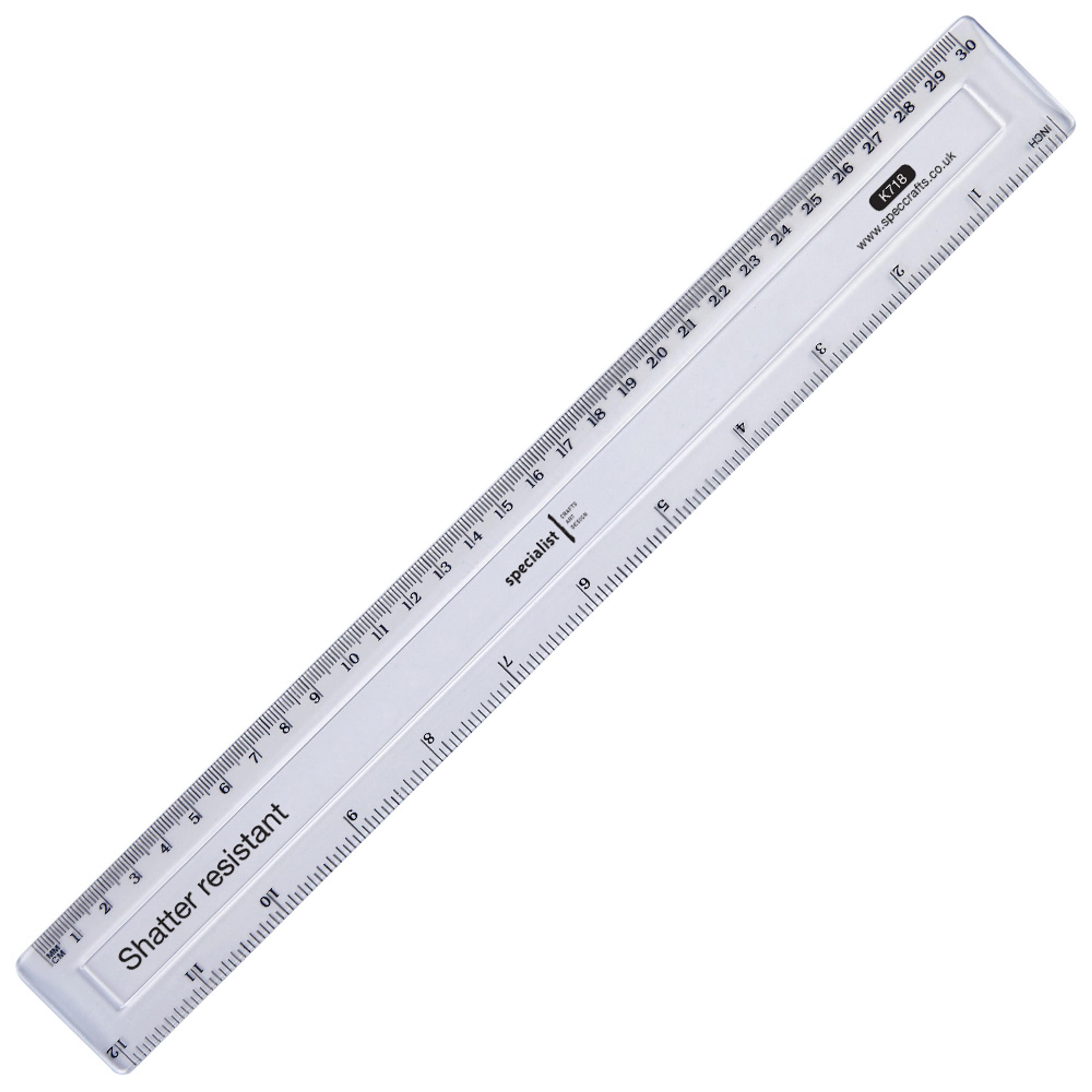 Specialist Crafts Shatter Resistant Plastic 30cm Ruler