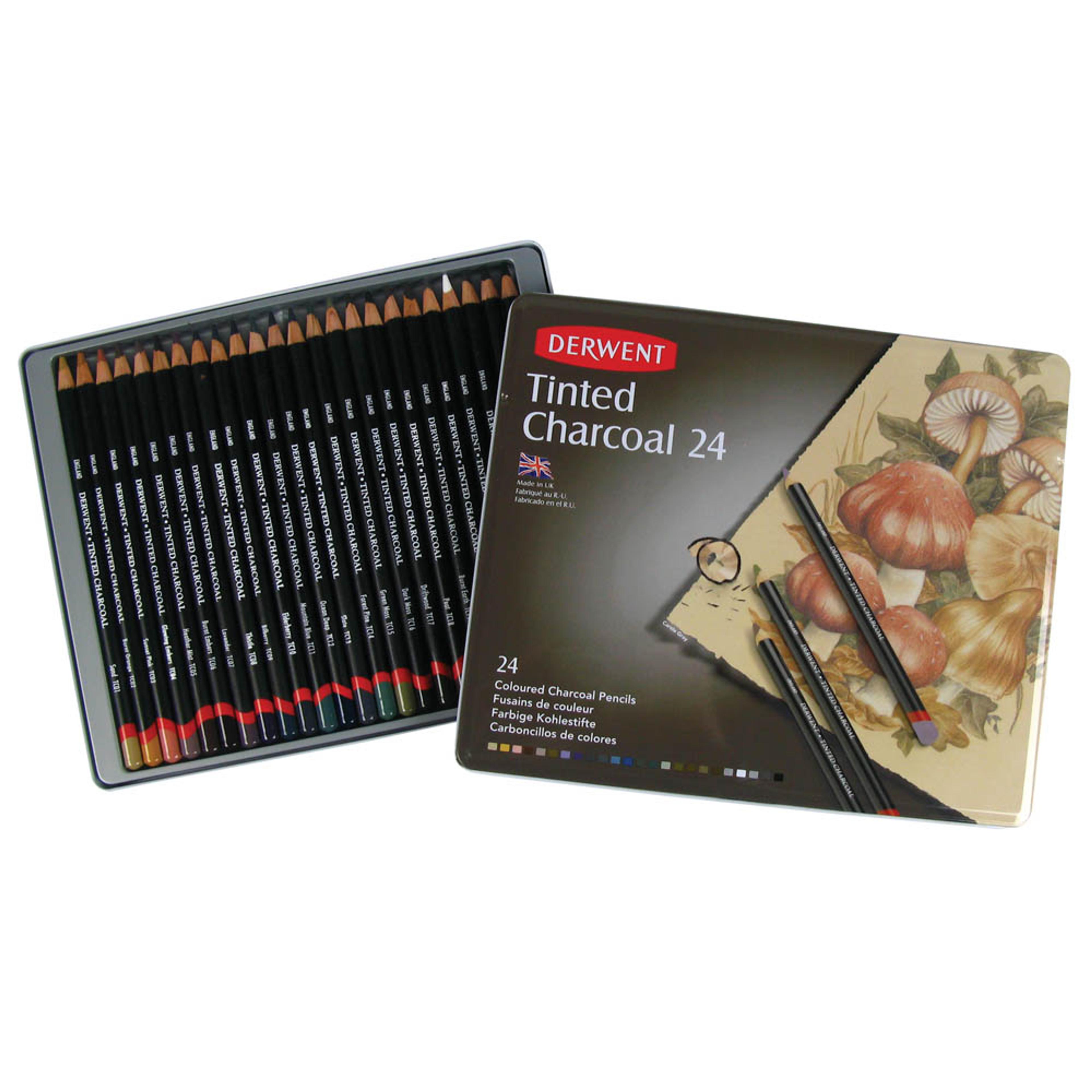 Derwent Tinted Charcoal Pencils. Set of 24