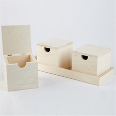 Wooden Boxes in Tray Set