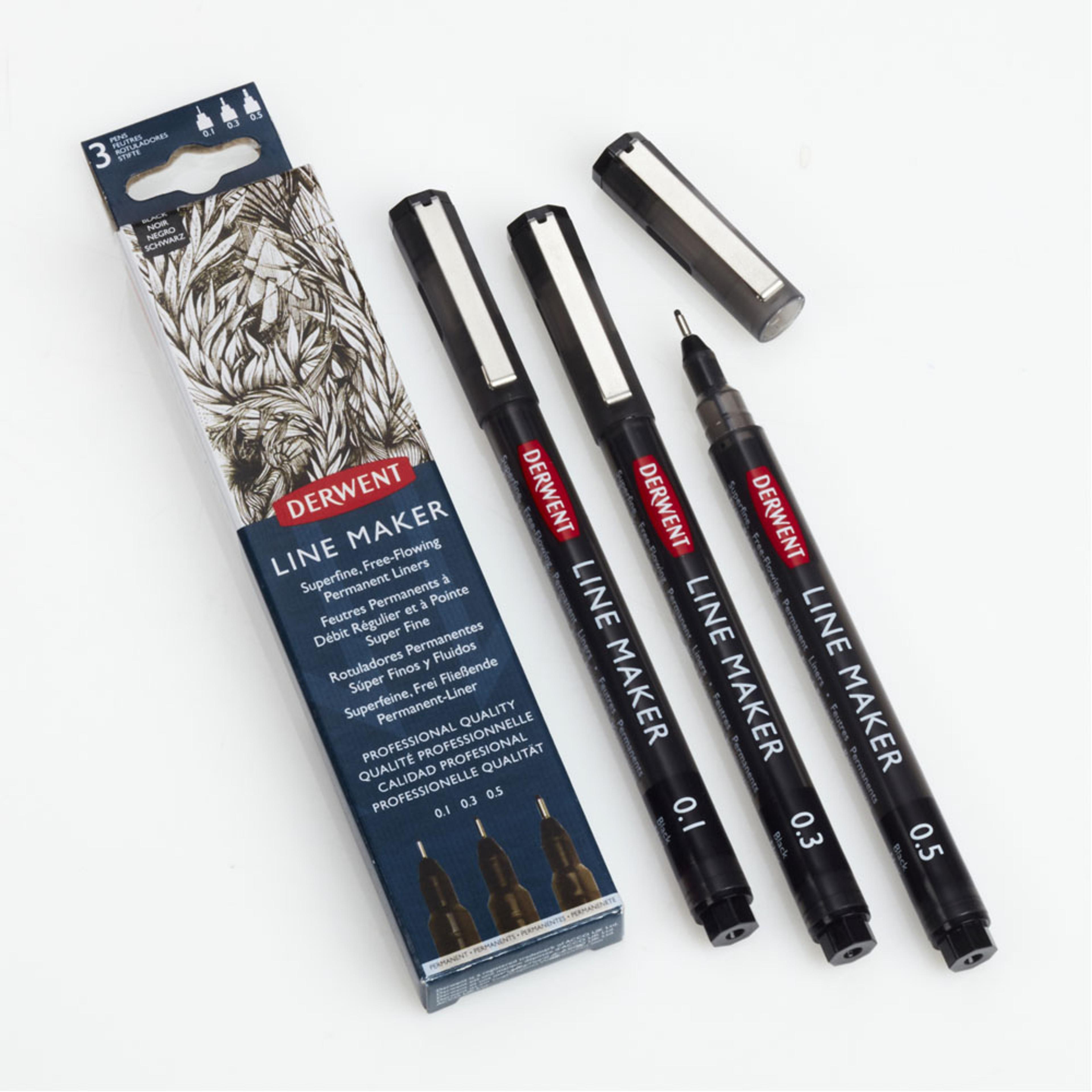 Derwent Line Maker Pens - Black. Set of 3