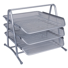 Mesh 3-Tier Letter Tray - Silver