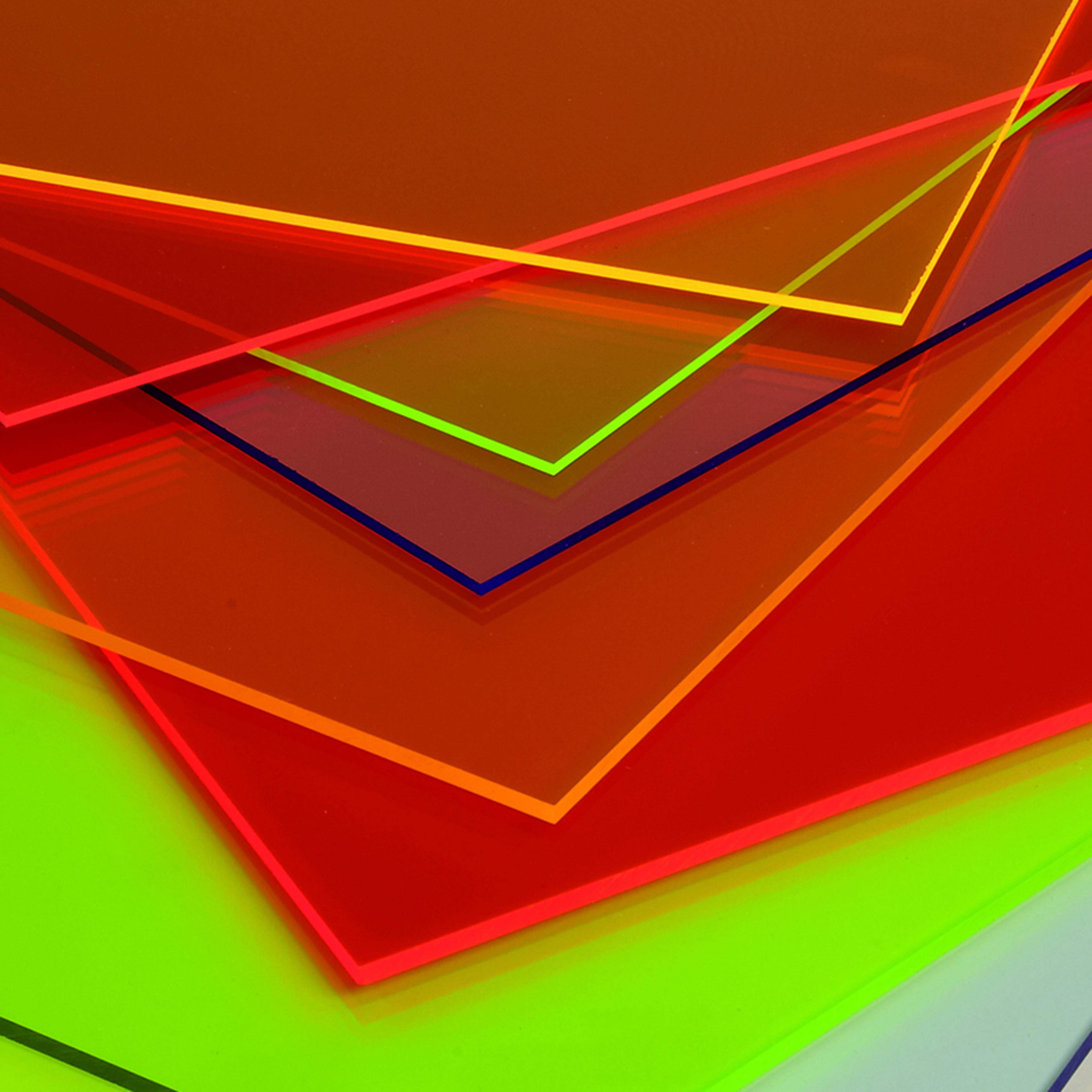 Fluorescent  Cast Acrylic Sheet - 600 x 400 x 3mm - Assorted Colours. Pack of 5
