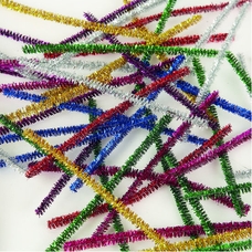Tinsel Pipe Cleaners - 300mm Long. Pack of 100