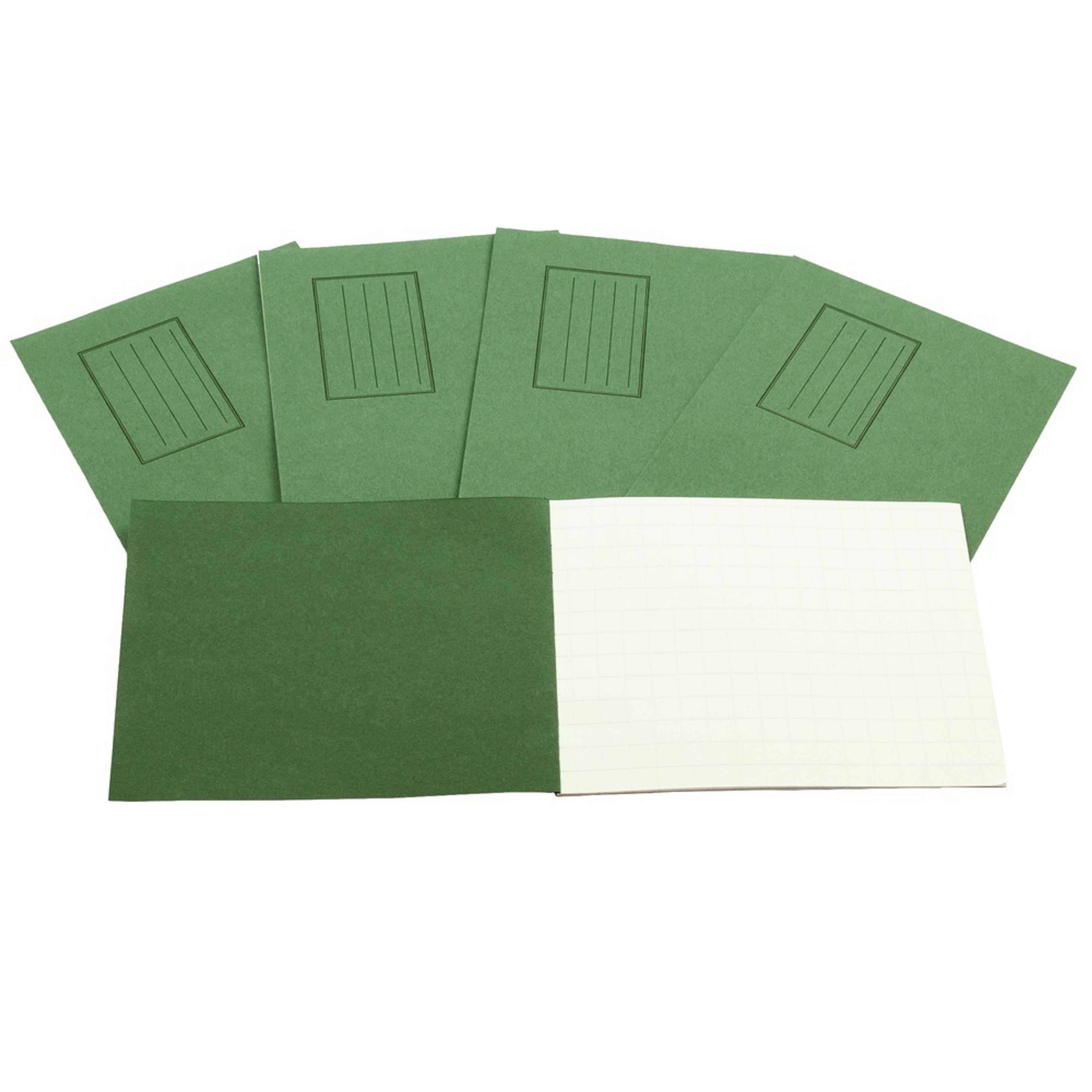 Exercise Books 5.25 x 6.5in 24 Page 10mm Squared - Green - Pack of 100