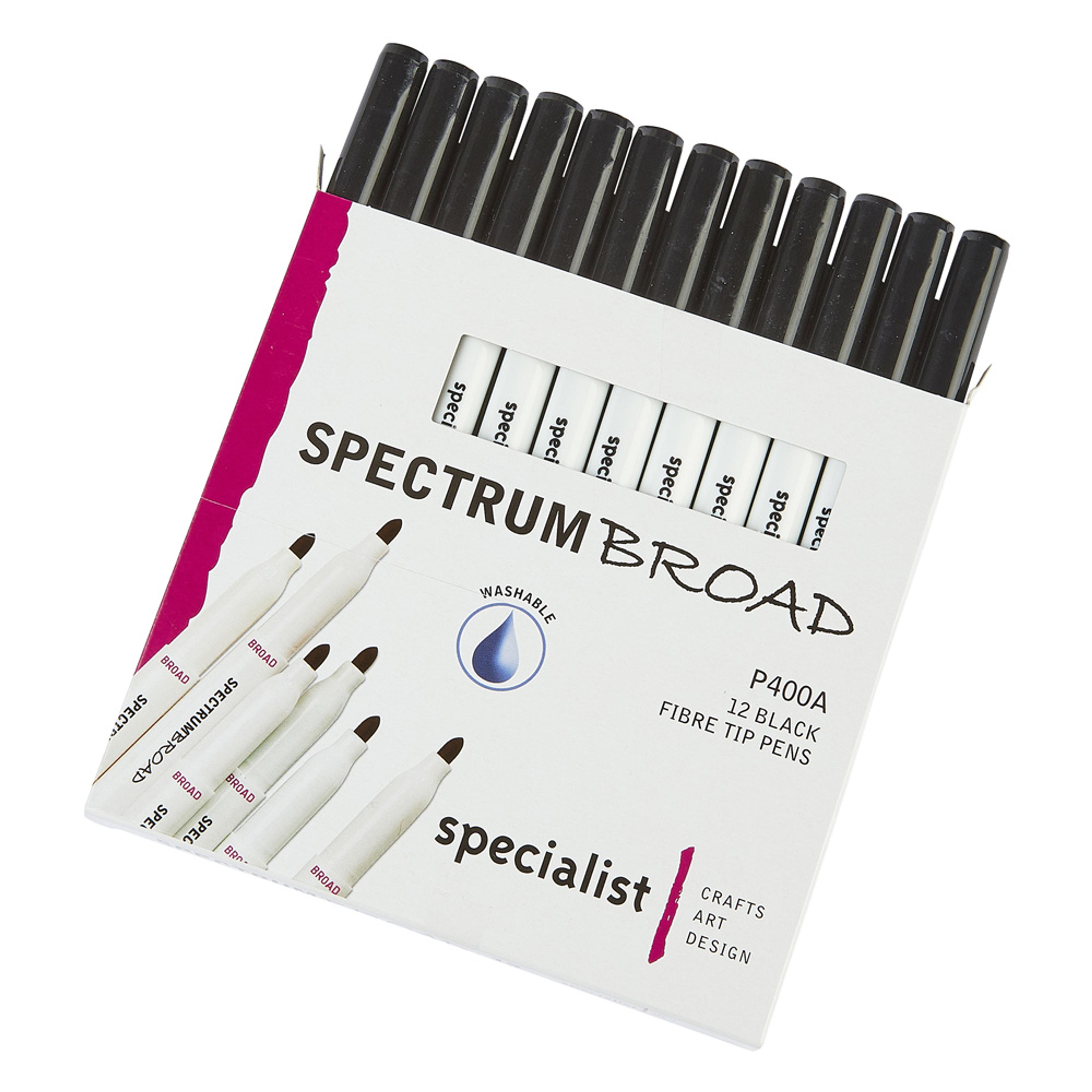 Spectrum Broad Pens - Black. Pack of 12