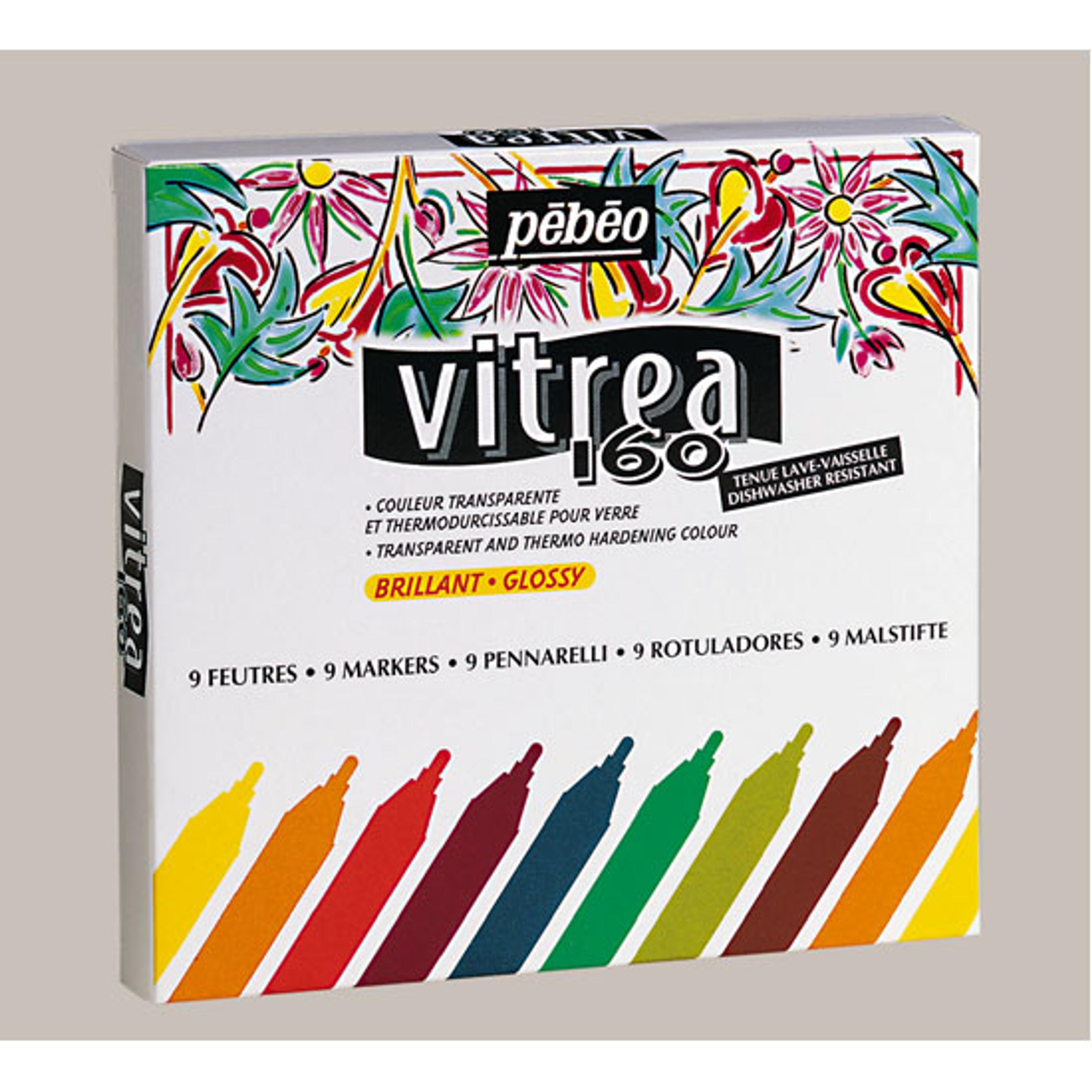 Pebeo Vitrea 160 Gloss Markers. Pack of 9