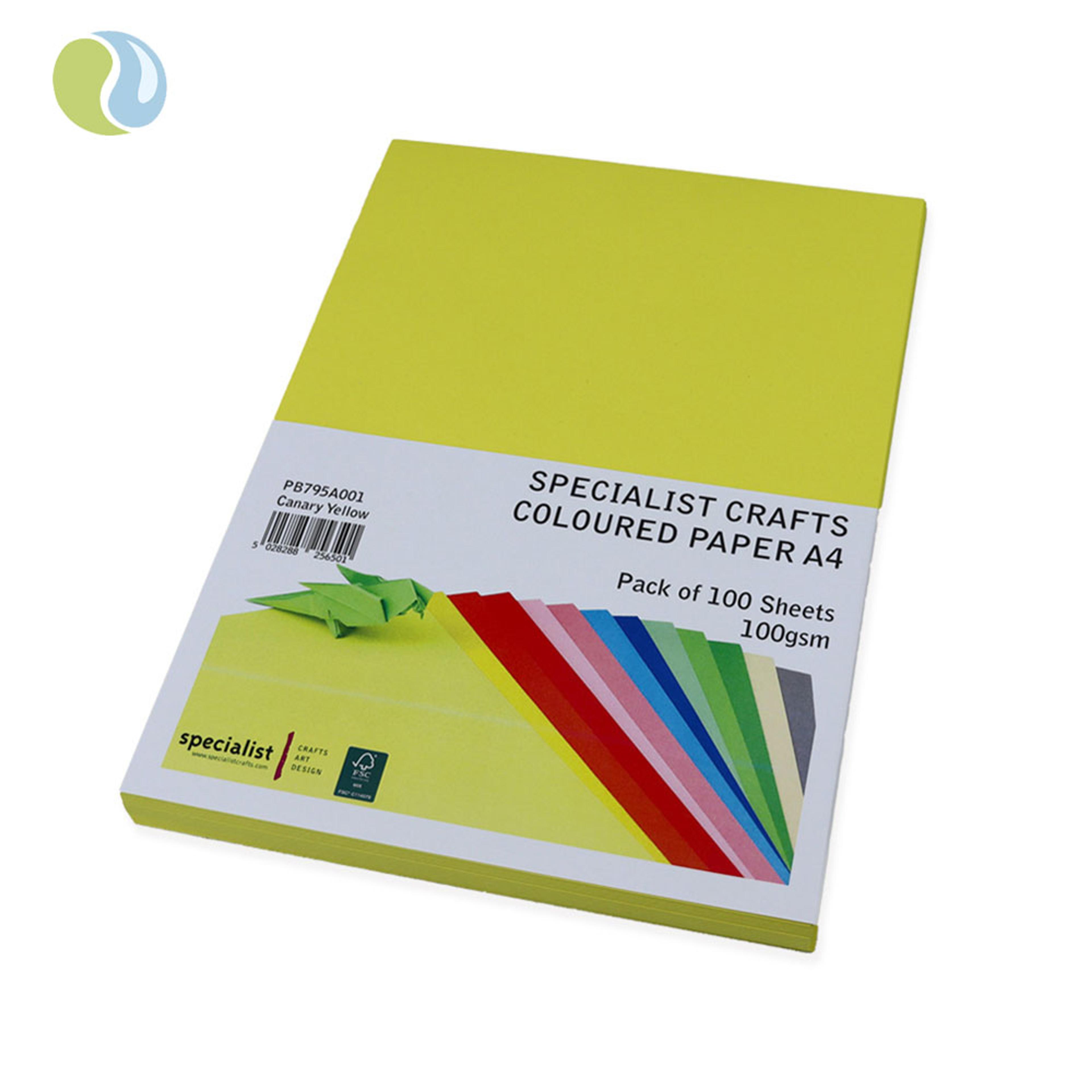 Specialist Crafts Coloured Paper A4 100gsm - Canary Yellow - Pack of 100