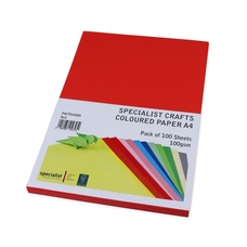 Specialist Crafts Coloured Paper A4 100gsm - Red - Pack of 100