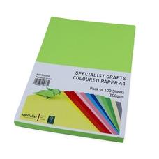 Specialist Crafts Coloured Paper A4 100gsm - Parakeet Green - Pack of 100