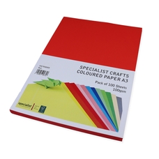 Specialist Crafts Coloured Paper A3 100gsm - Red - Pack of 100