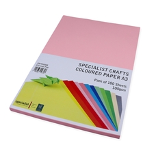 Specialist Crafts Coloured Paper A3 100gsm - Flamingo Pink - Pack of 100