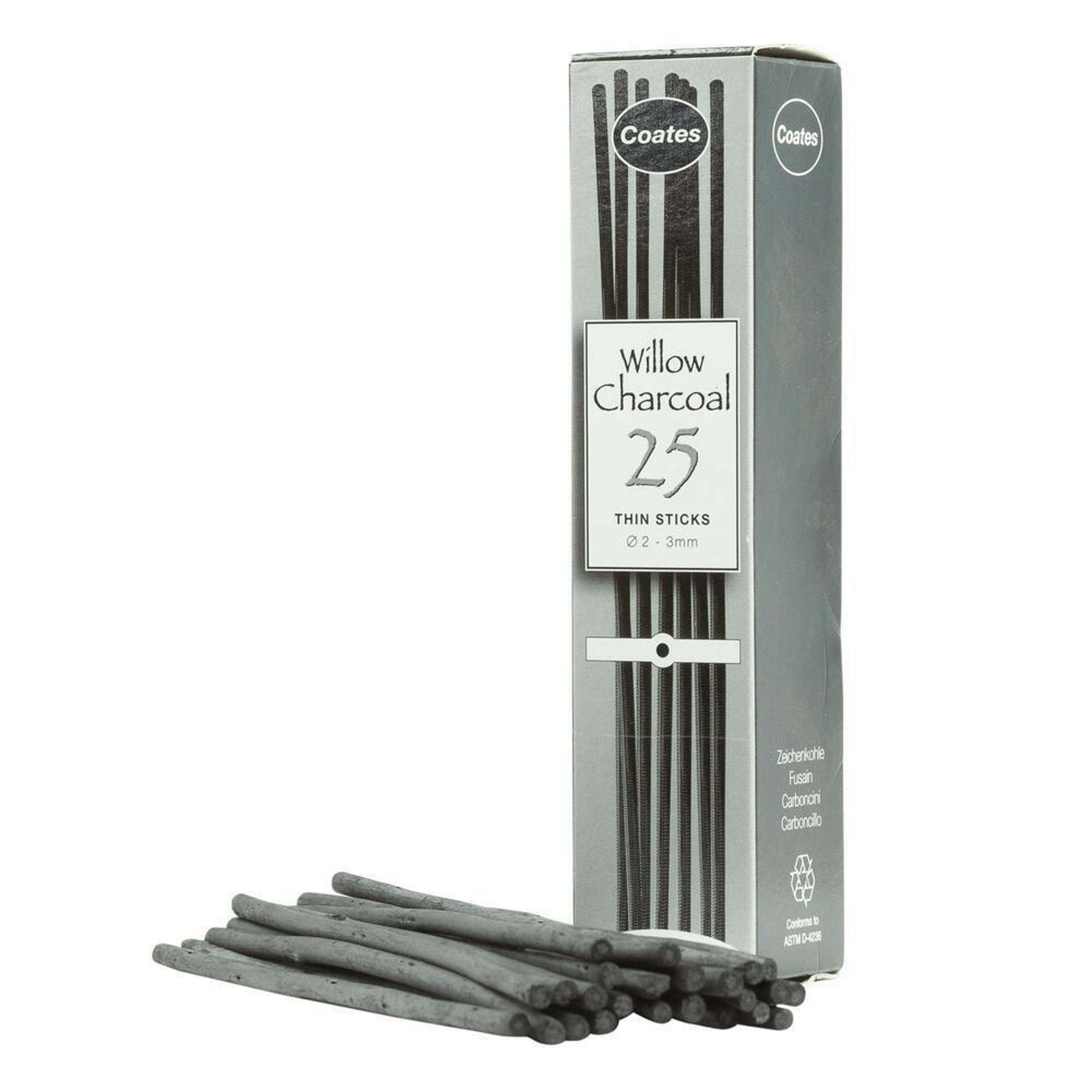 Coats Charcoal Thin Sticks - Pack of 25