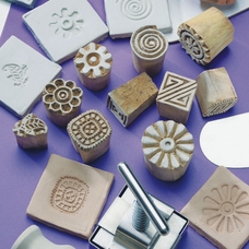 Wooden Block Stamps Set.