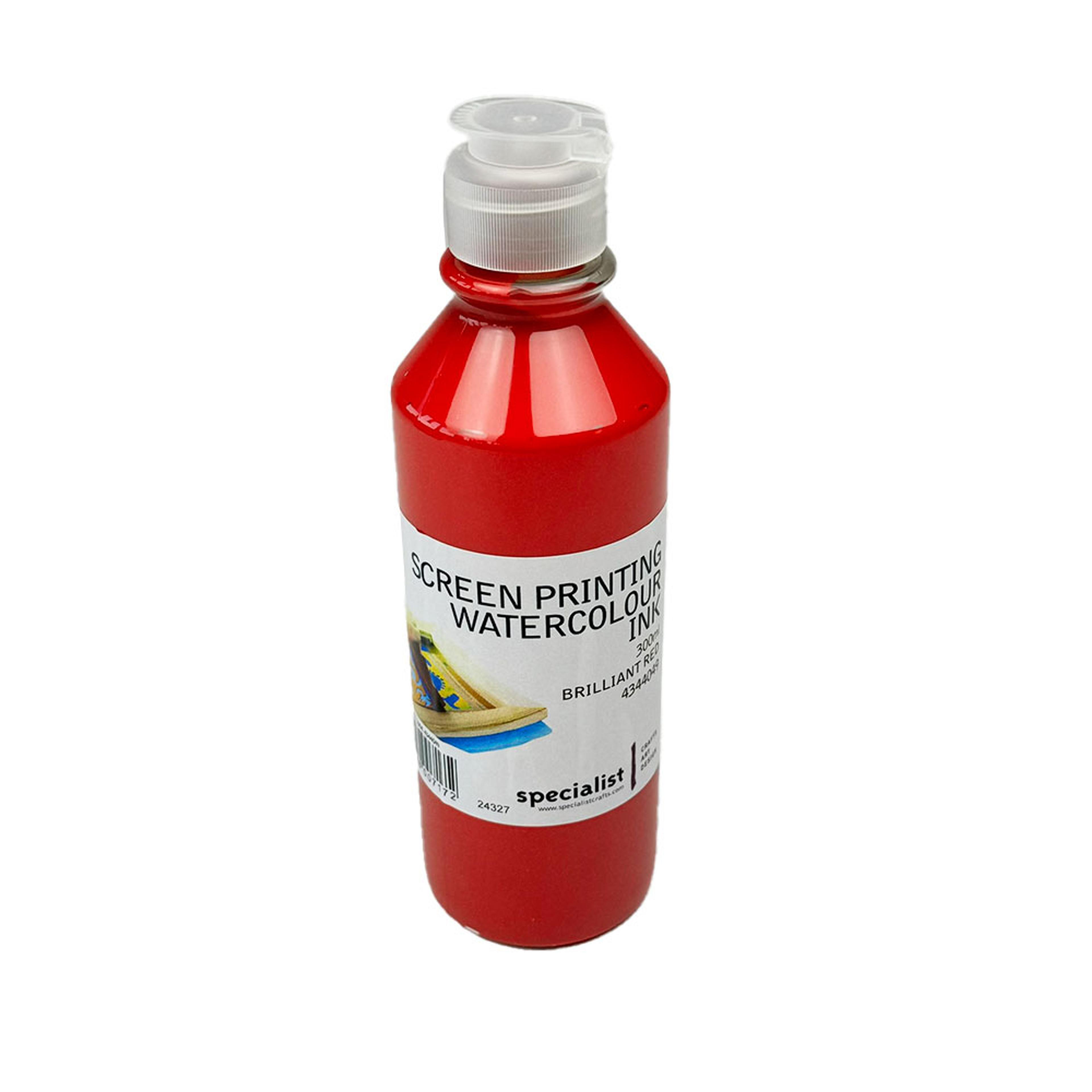 Specialist Crafts Screen Printing Water Colour Inks 300ml - Brilliant Red 