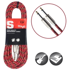 Stagg SGC6VT Vintage Tweed Instrument Cable 6m - Red