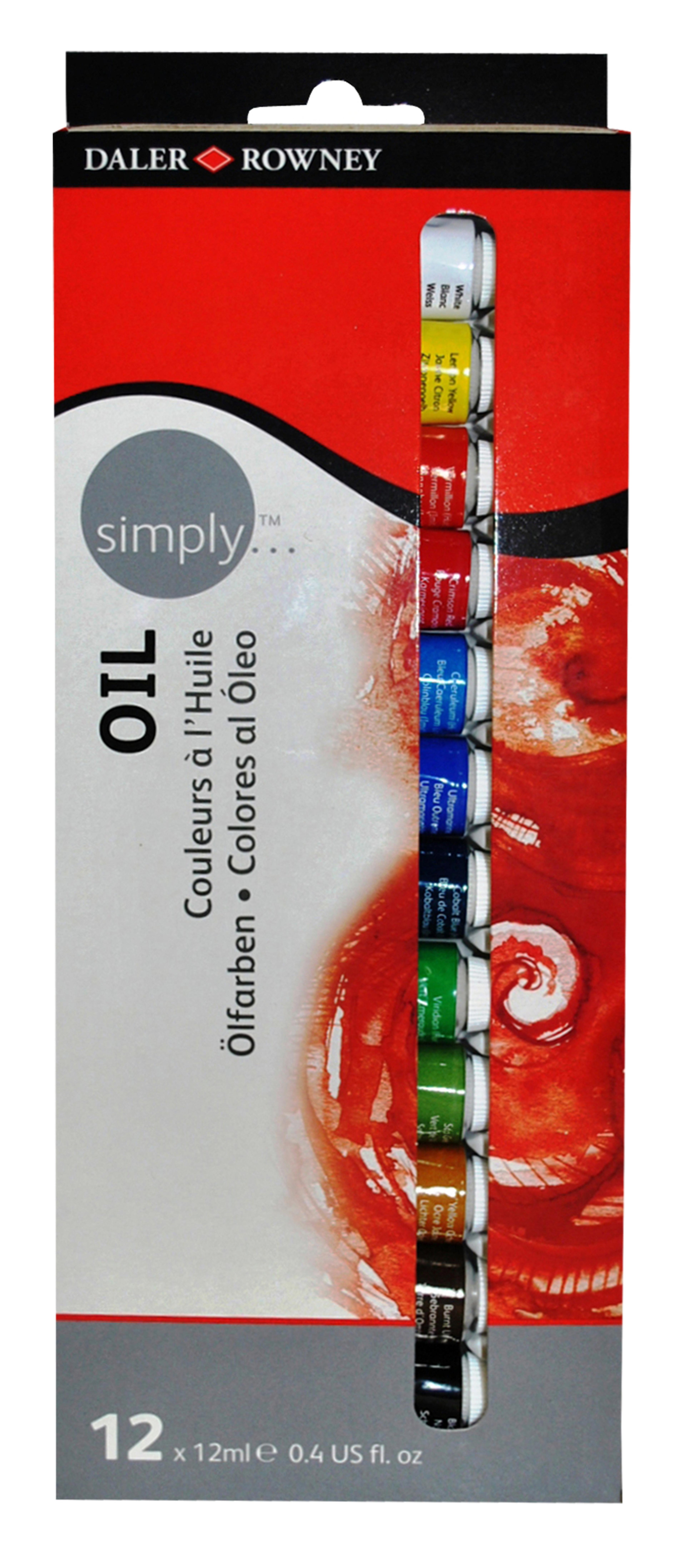 Daler Rowney Simply Oil Paint Tube Set 12 x 12ml - Pack of 12