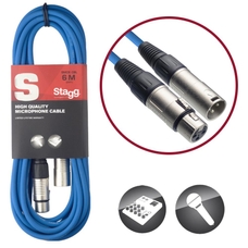Stagg 6m XLR to XLR Microphone Cable - Blue