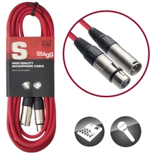 Stagg 6m XLR to XLR Microphone Cable - Red