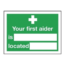 Your First Aider Sign 150 x 200mm S/A
