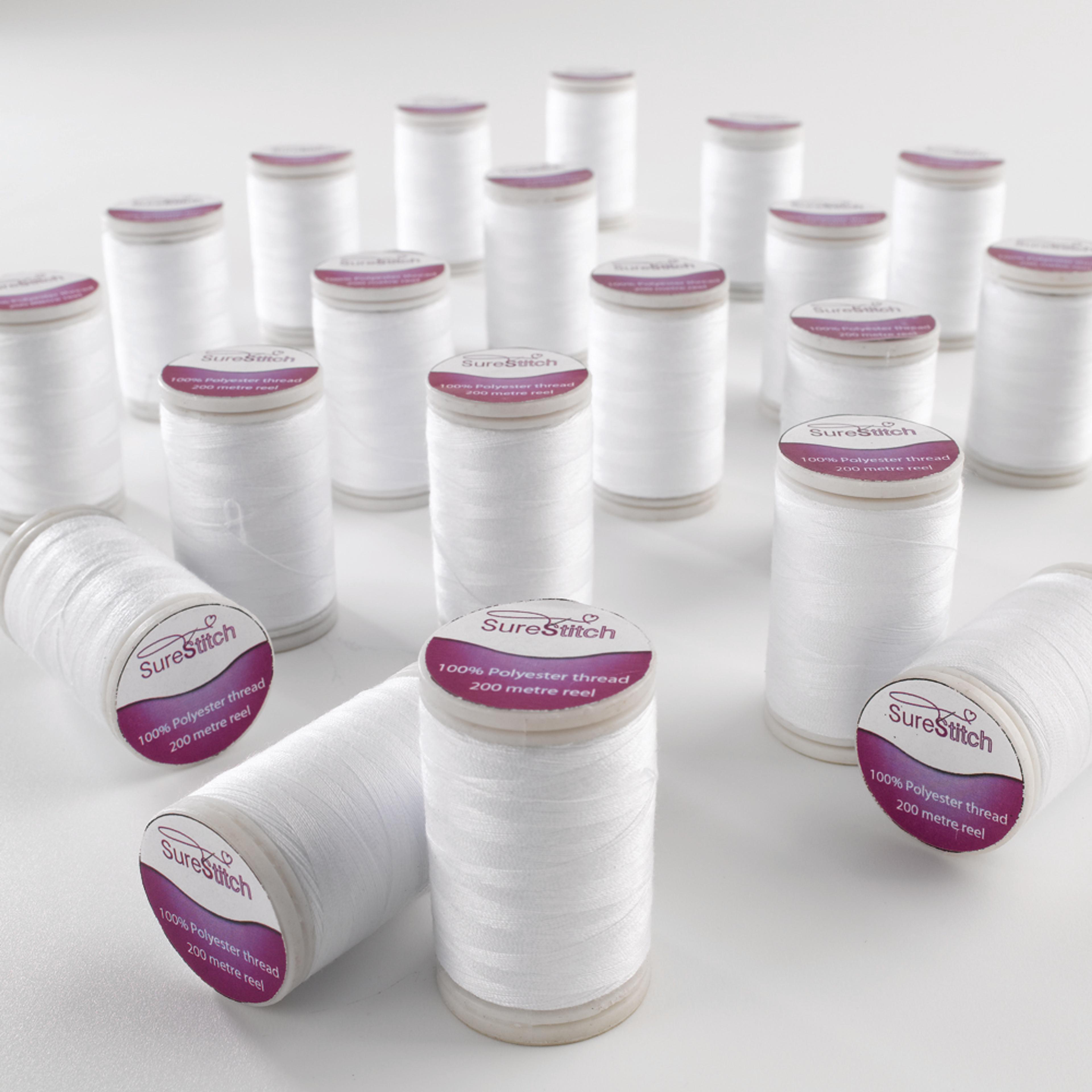 SureStitch 200m Reels Essential Pack - White. Pack of 20