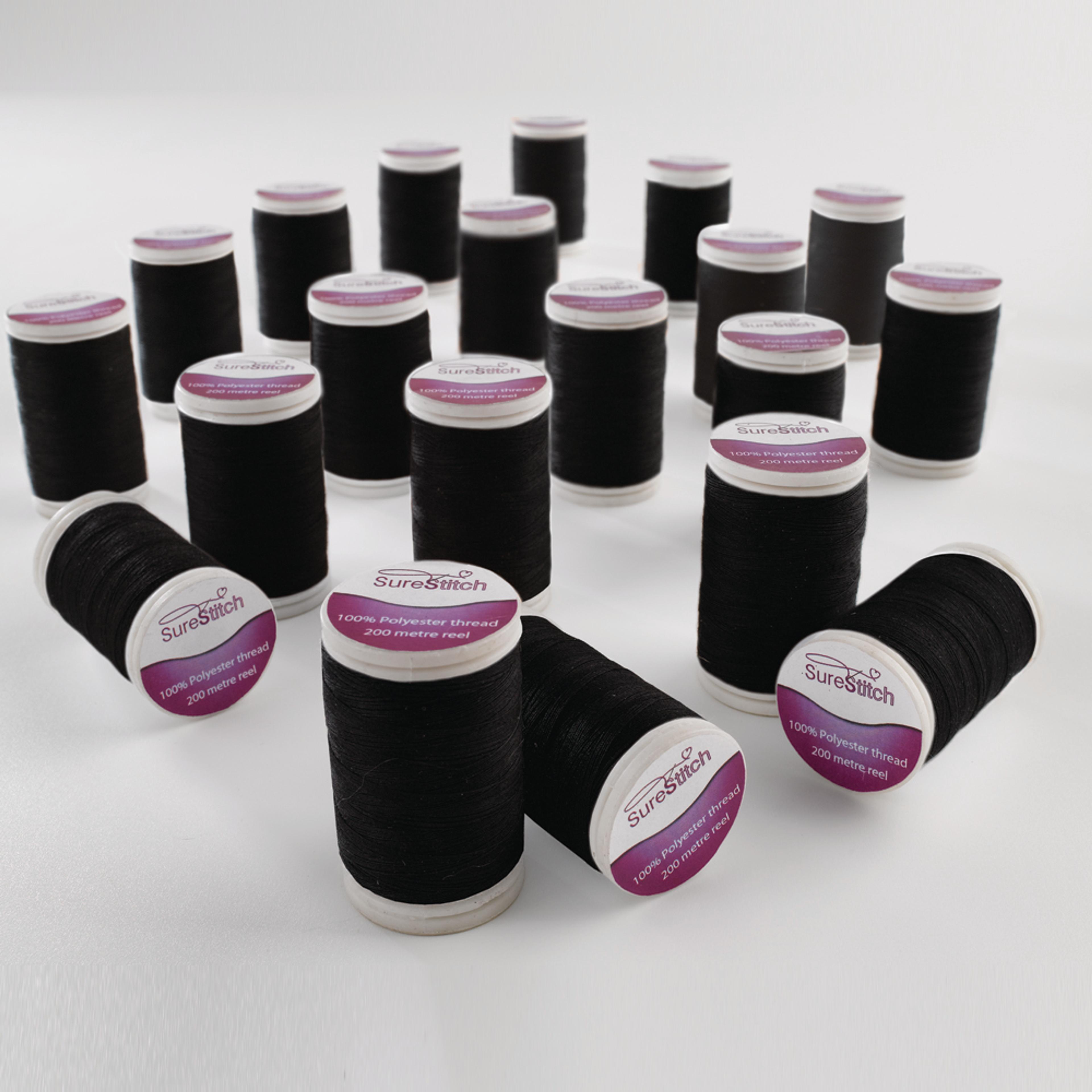 SureStitch 200m Reels Essential Pack - Black. Pack of 20