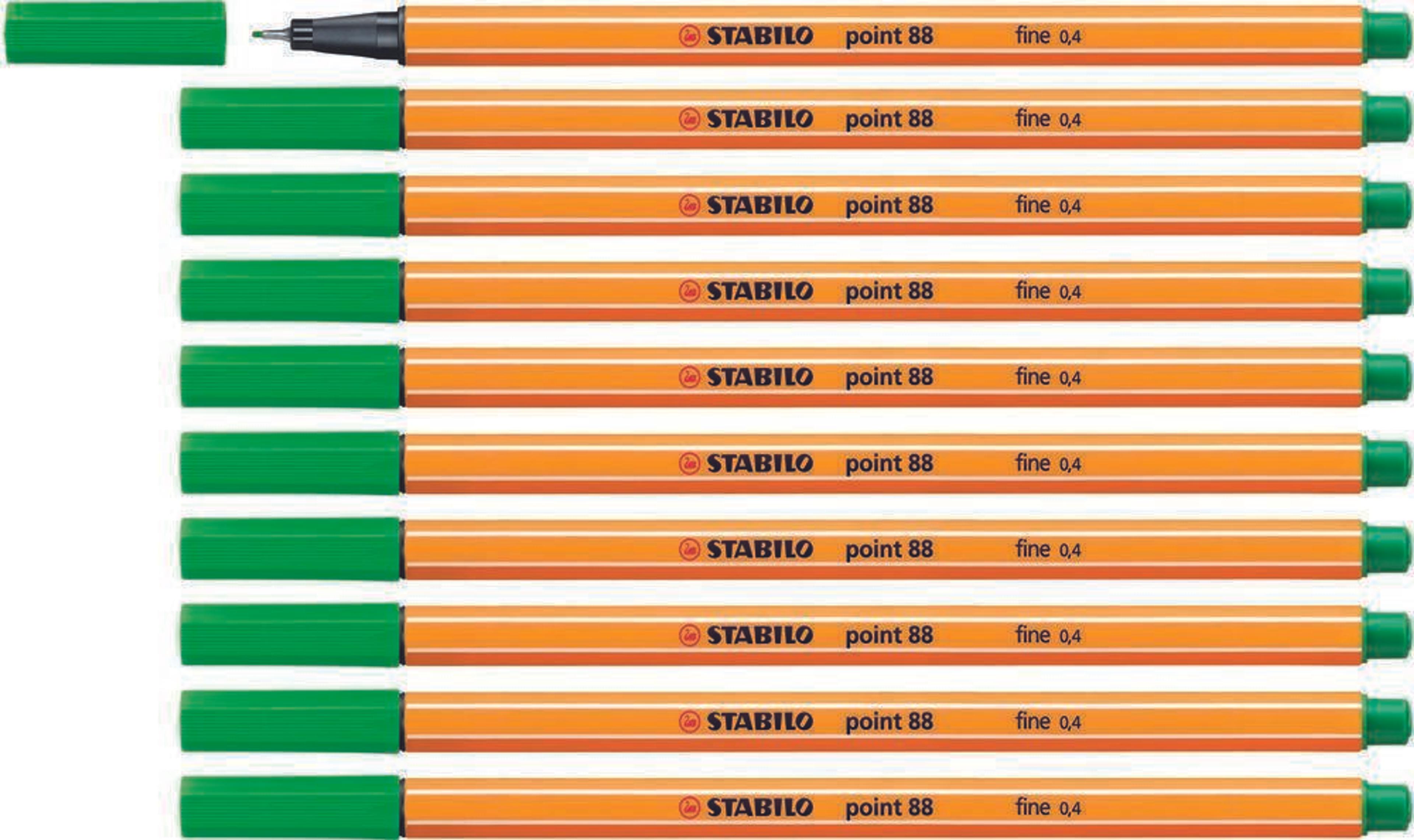 Stabilo Point 88 Fineliner - Green - Pack of 10