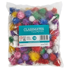 Classmates Glitter Pom Poms Pack of 100