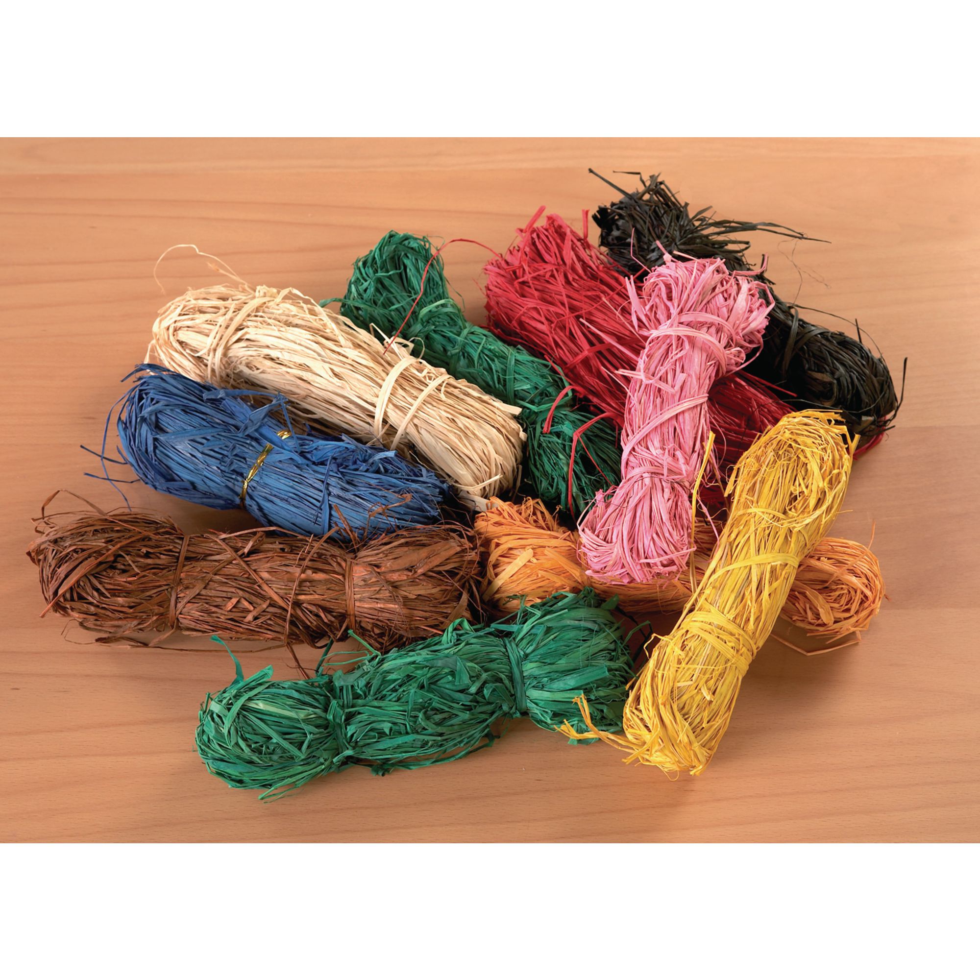 coloured raffia bundles