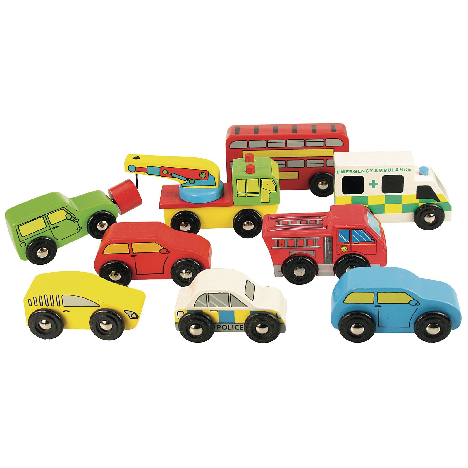 Wooden Vehicle Pack - Assorted - Pack of 9