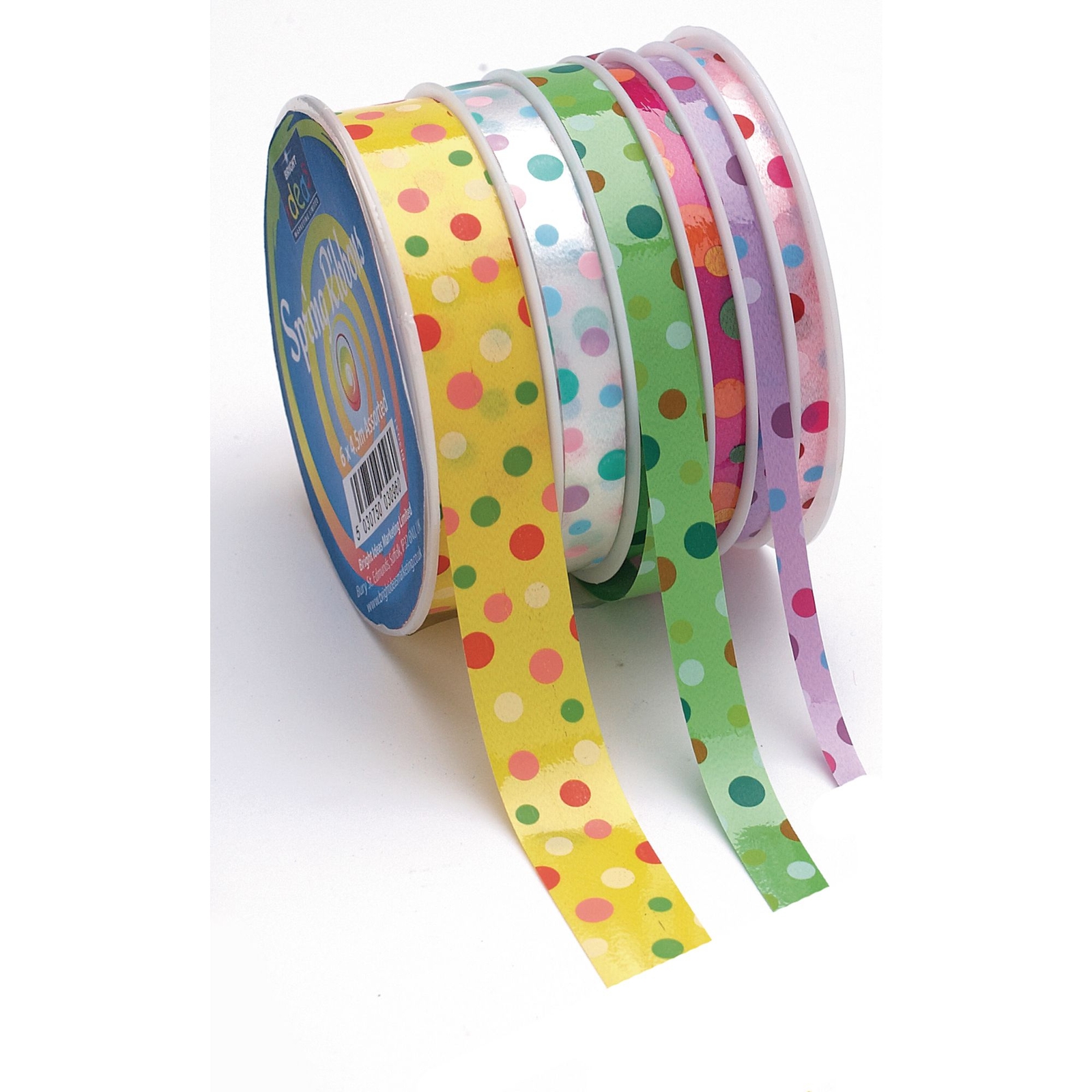 Spring Ribbon Spools - 4.5m Each - Assorted - Pack of 6