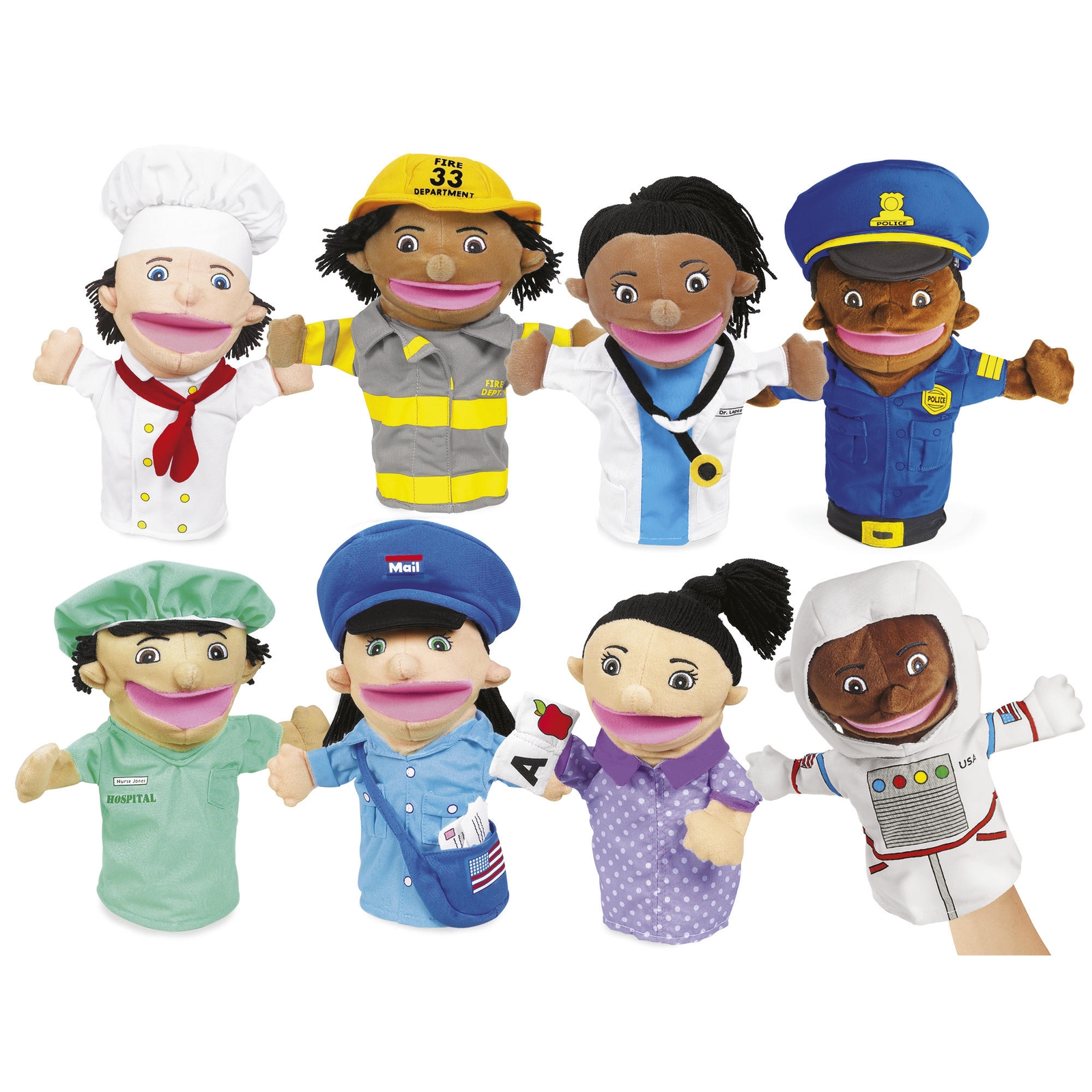 Lakeshore Community Helpers Puppets - 300mm - Assorted - Pack of 8
