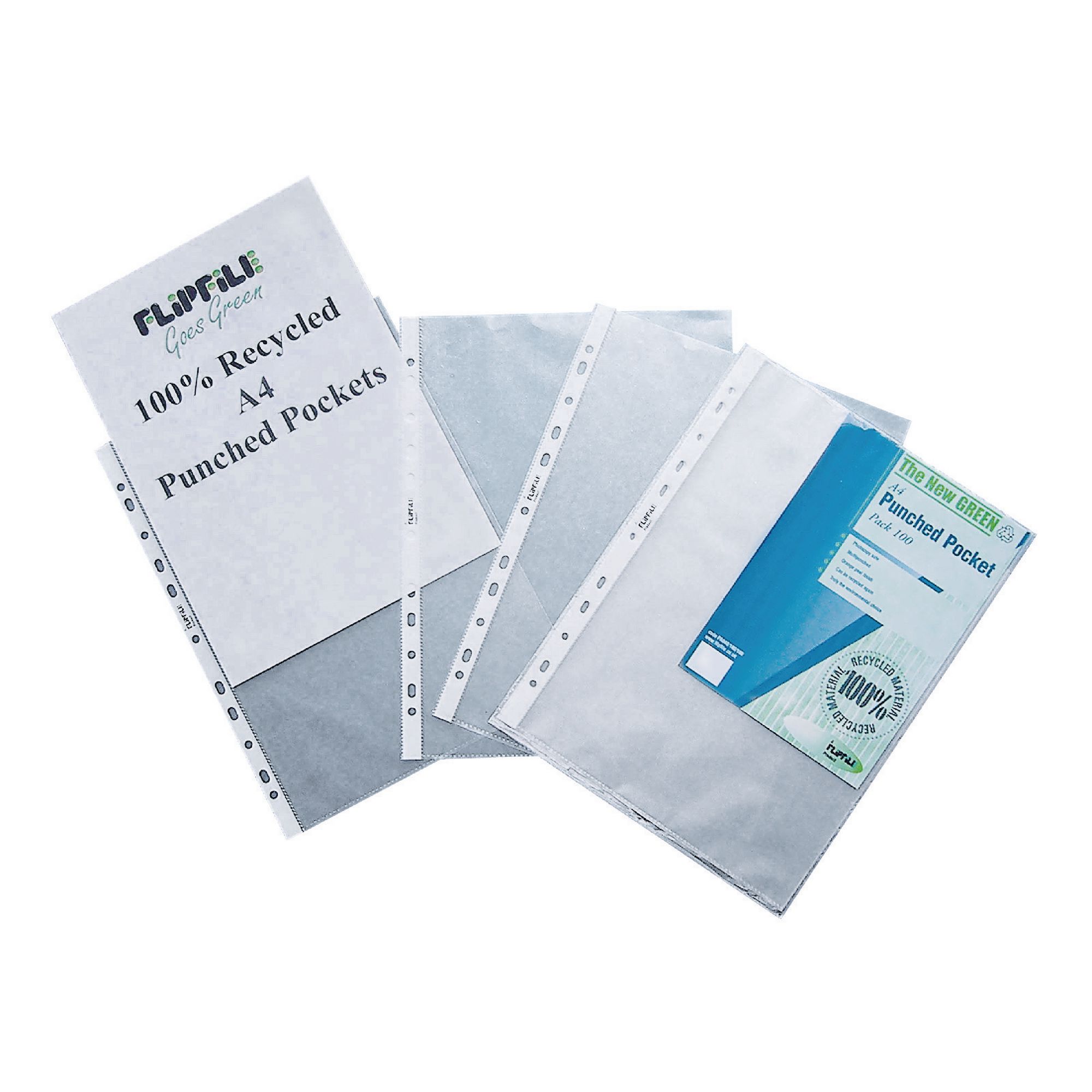 flipfile-recycled-punched-pocket-a4-clear-pack-of-100-hc471568