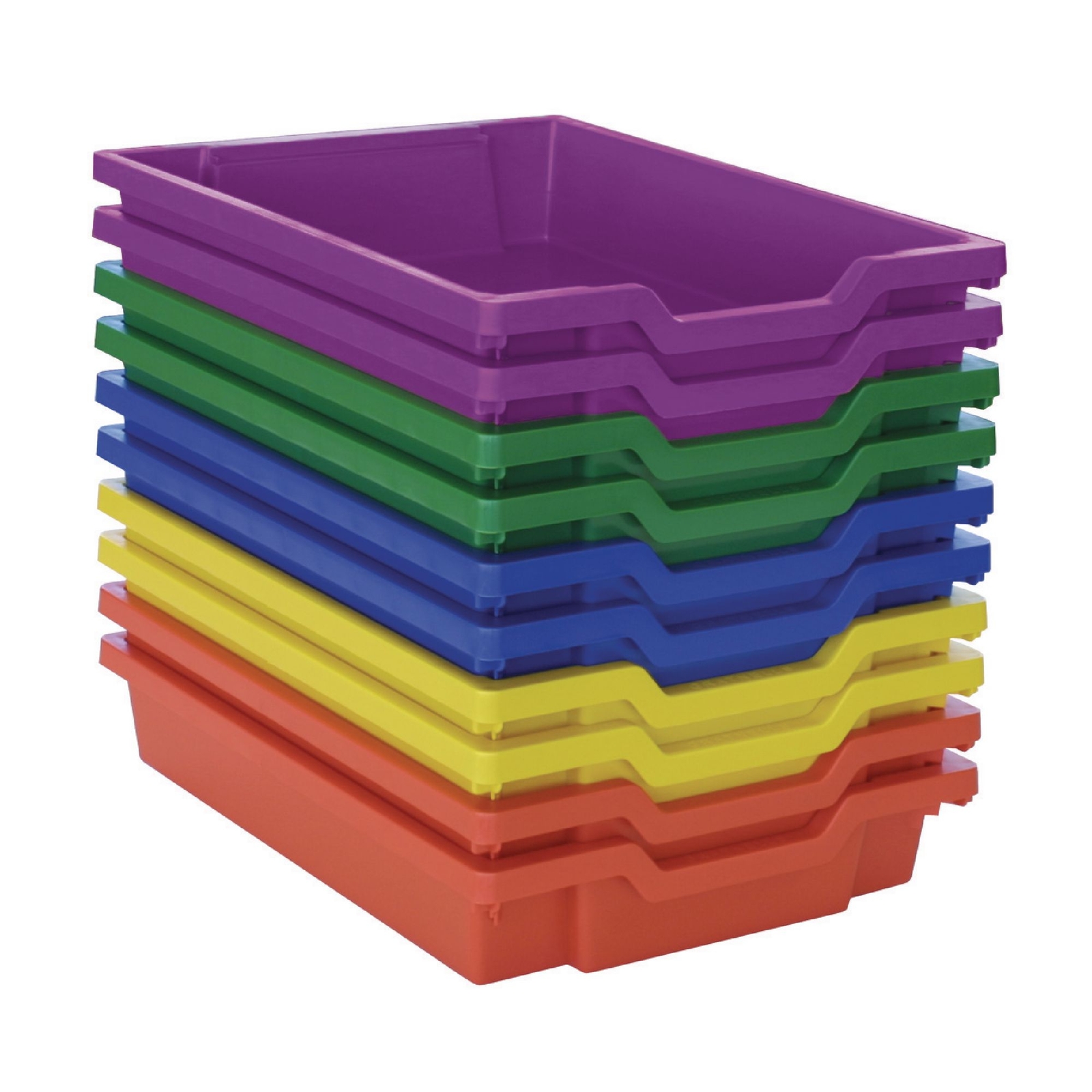 Gratnell Shallow Trays - W312 x H75 x D427mm - Assorted Colours - Pack of 10