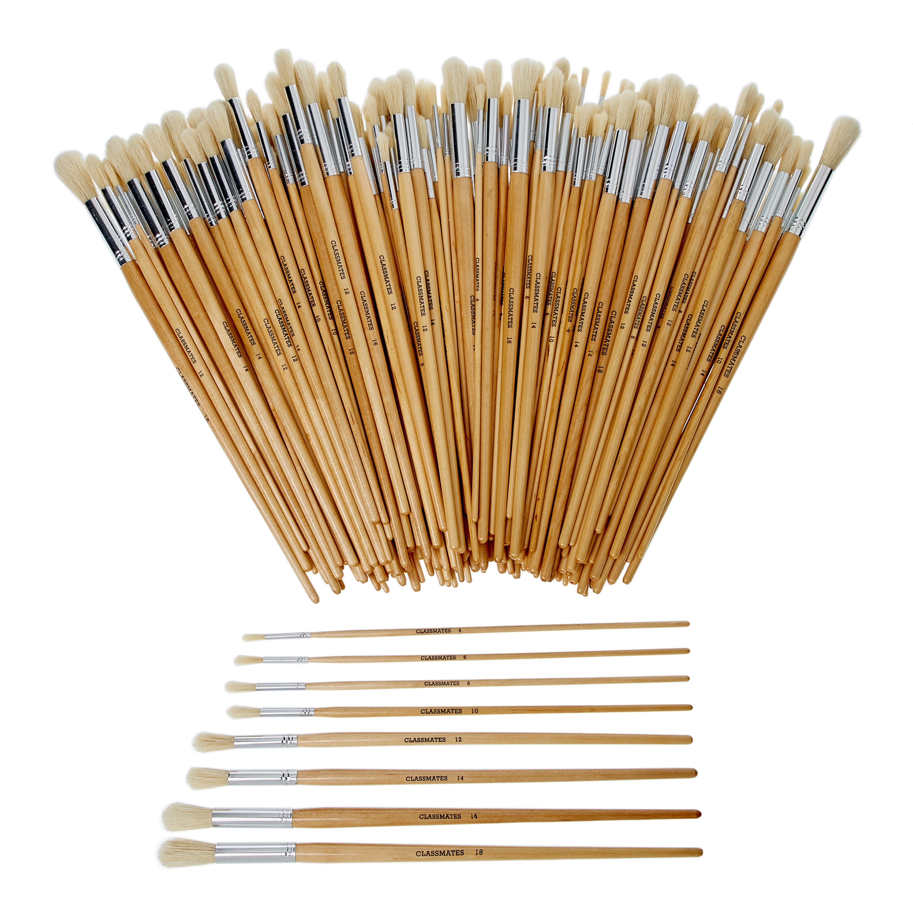 Classmates Long Round Paint Brushes - Assorted Sizes - Pack of 200
