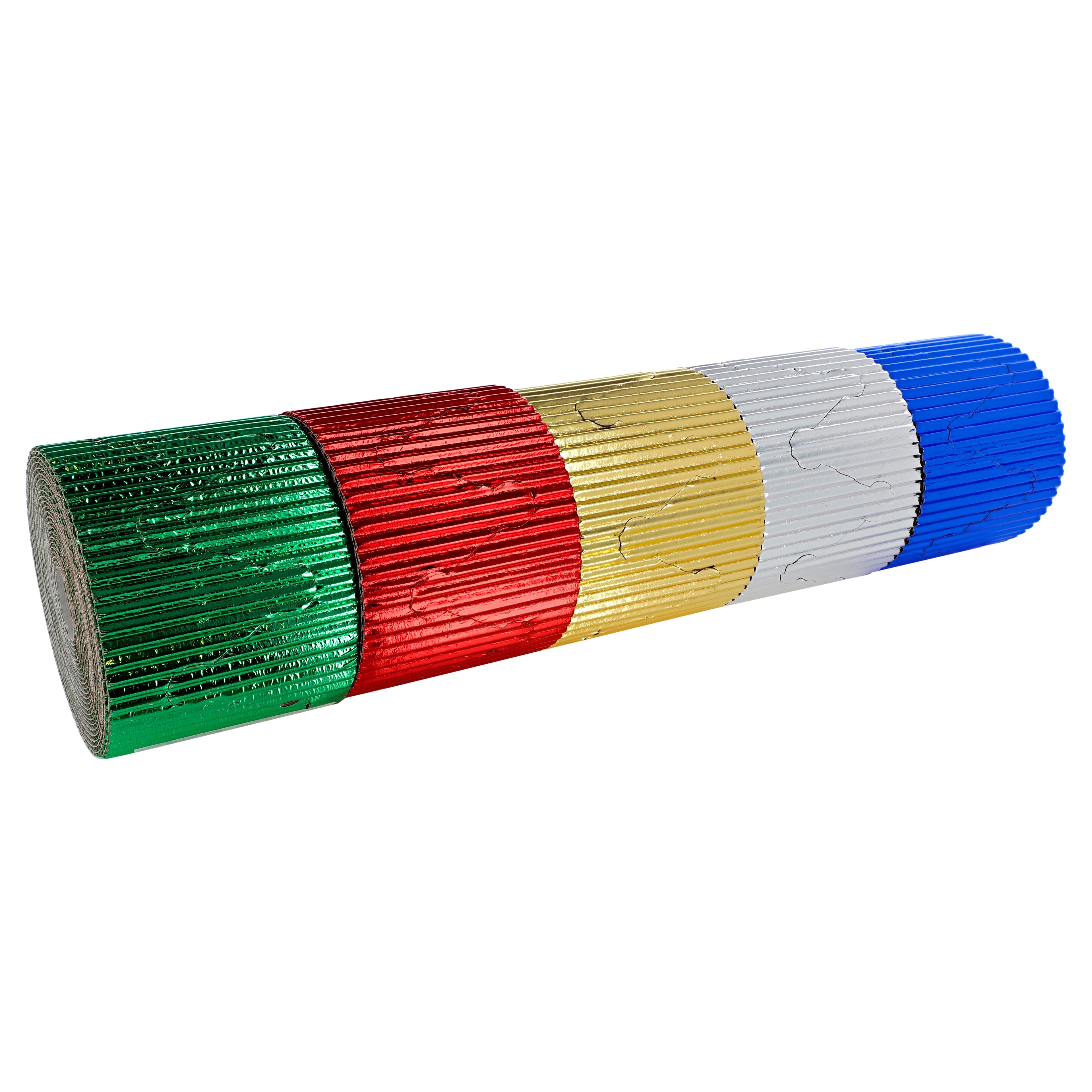 Bordette Metallic Crown Corrugated Border Rolls - 10m - Pack of 5